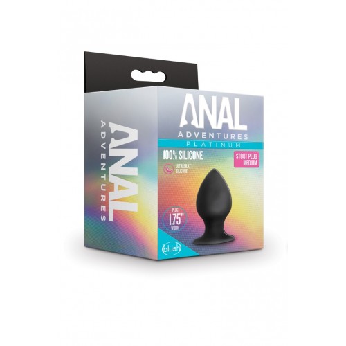 Μαύρη Πρωκτική Σφήνα Σιλικόνης - Blush Anal Adventures Platinum Silicone Stout Plug Medium 7.6cm