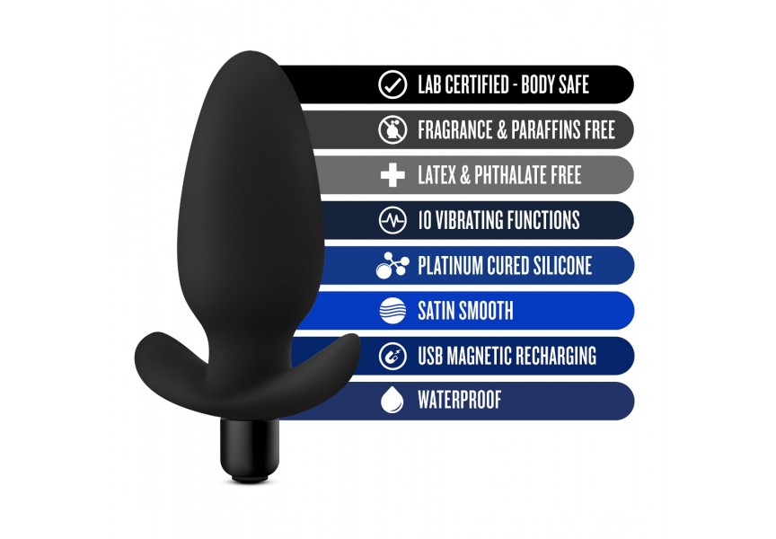 Blush Anal Adventures Silicone Saddle Vibrating Anal Plug Black 12cm