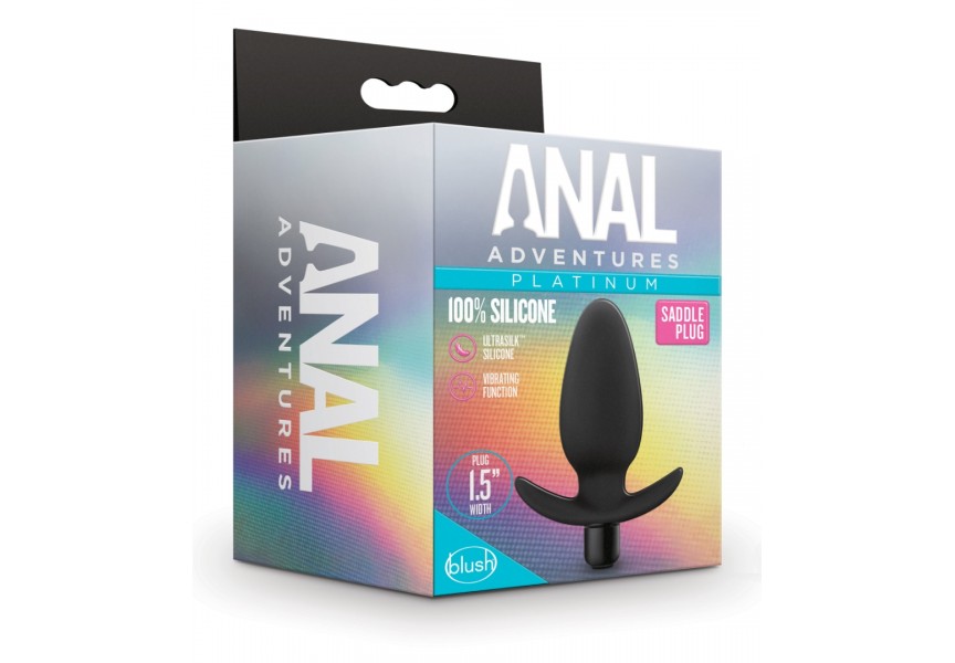 Blush Anal Adventures Silicone Saddle Vibrating Anal Plug Black 12cm