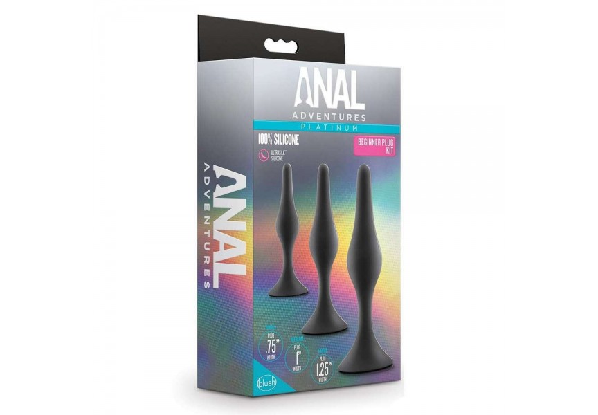 Blush Anal Adventures Platinum Silicone Beginner Plug Kit Black