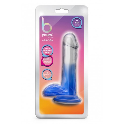 Μπλε Ρεαλιστικό Ομοίωμα Με Βεντούζα - Blush B Yours Stella Blue Dildo Blue 16.5cm