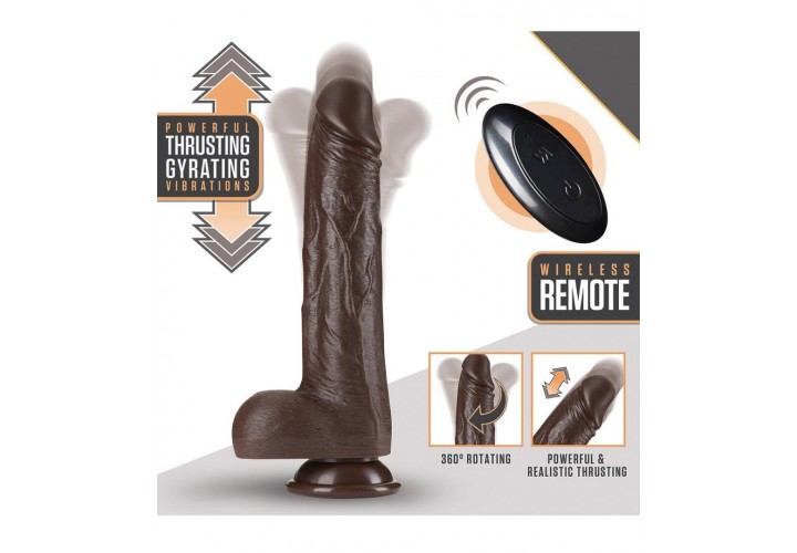 Ασύρματος Ρεαλιστικός Δονητής Με Κίνηση & Περιστροφή - Dr. Skin Dr. Murphy Silicone Thrusting & Gyrating Dildo With Remote Control Chocolate 22.2cm