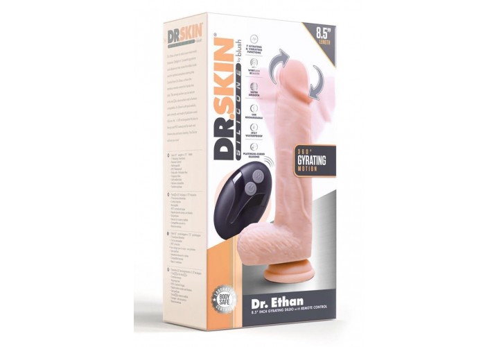 Ασύρματος Ρεαλιστικός Δονητής Με Περιστροφική Κίνηση - Dr. Skin Dr. Ethan Silicone Gyrating Dildo With Remote Control Beige 21.6cm