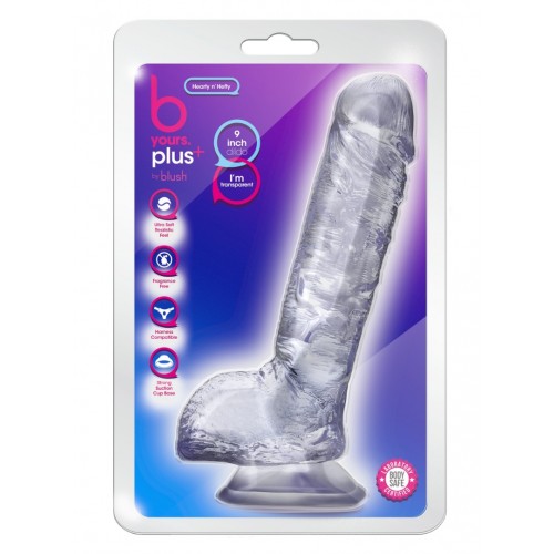 Ρεαλιστικό Ομοίωμα Πέους Με Βεντούζα - Blush B Yours Plus Hearty 'N Hefty Dildo Clear 22.9cm