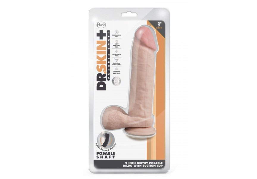 Blush Dr Skin Plus Posable Dildo With Balls Vanilla 23cm