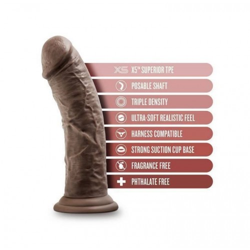 Ρεαλιστικό Ομοίωμα Πέους Με Βεντούζα - Blush Dr. Skin Thick Posable Realistic Dildo Chocolate 20.3cm