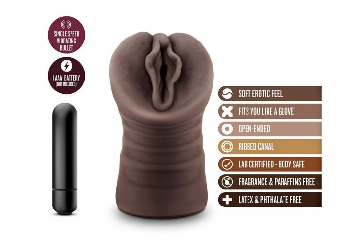 Blush Hot Chocolate Realistic Vibrating Pussy Stroker Alexis 13.3cm