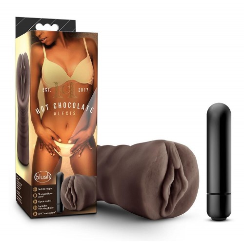 Blush Hot Chocolate Realistic Vibrating Pussy Stroker Alexis 13.3cm