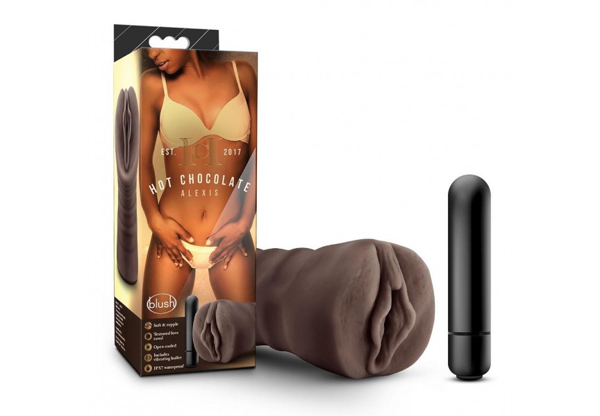 Blush Hot Chocolate Realistic Vibrating Pussy Stroker Alexis 13.3cm