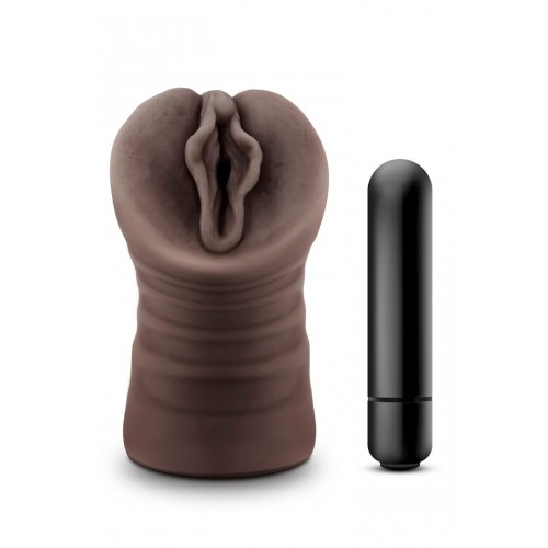 Αυνανιστήρι Ομοίωμα Αιδοίου Με Δόνηση - Blush Hot Chocolate Realistic Vibrating Pussy Stroker Alexis 13.3cm