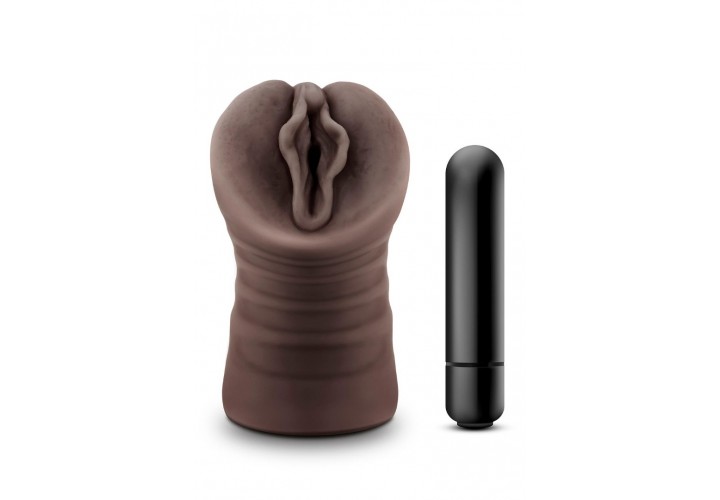 Blush Hot Chocolate Realistic Vibrating Pussy Stroker Alexis 13.3cm