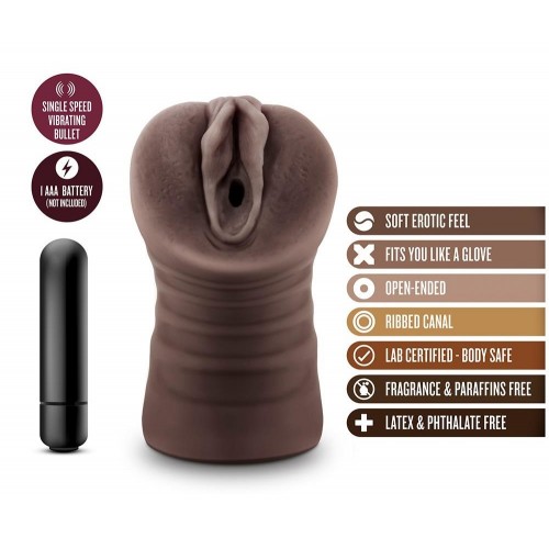 Blush Hot Chocolate Realistic Vibrating Pussy Stroker Brianna 13.3cm