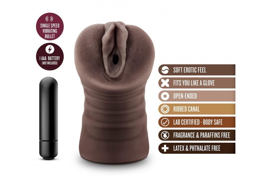 Αυνανιστήρι Ομοίωμα Αιδοίου Με Δόνηση - Blush Hot Chocolate Realistic Vibrating Pussy Stroker Brianna 13.3cm