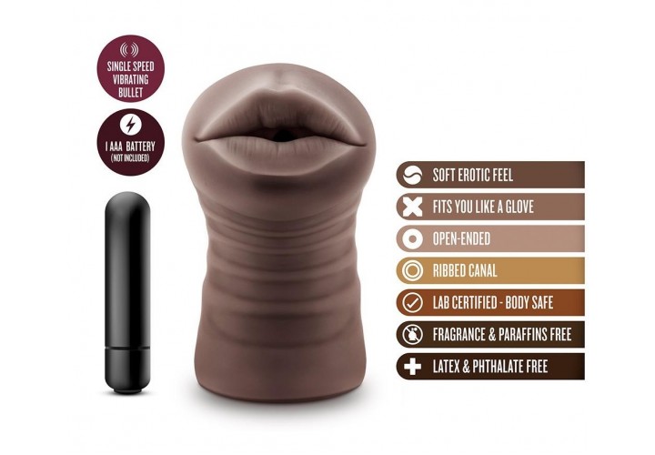Αυνανιστήρι Ομοίωμα Στόματος Με Δόνηση - Blush Hot Chocolate Realistic Vibrating Mouth Stroker Heather 13.3cm