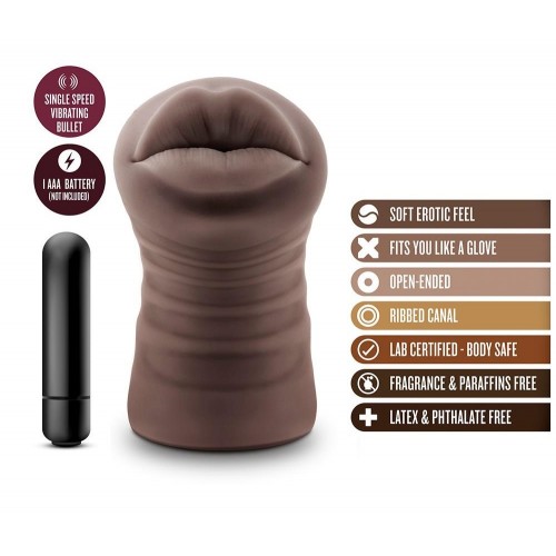 Αυνανιστήρι Ομοίωμα Στόματος Με Δόνηση - Blush Hot Chocolate Realistic Vibrating Mouth Stroker Renee 12.7cm