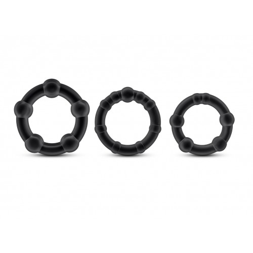 Blush Stay Hard Beaded Cockrings Black