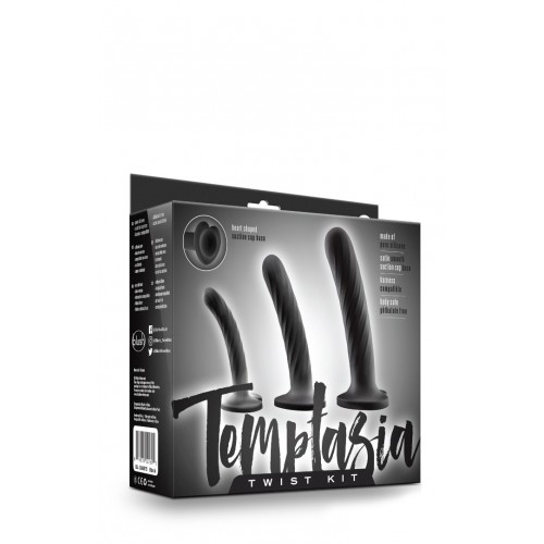 Μαύρα Ομοιώματα Σιλικόνης Με Βεντούζα - Blush Temptasia Twist Kit Set Of Three Black