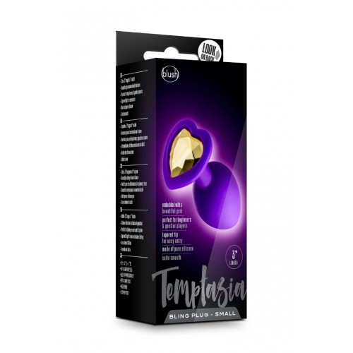 Blush Temptasia Bling Silicone Butt Plug Small Purple 7.6cm