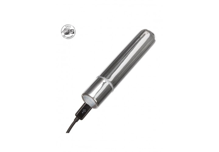 Ασημί Μίνι Επαναφορτιζόμενος Δονητής 3 Ταχυτήτων - Calexotics Rechargeable Mini Bullet Silver 9.5cm