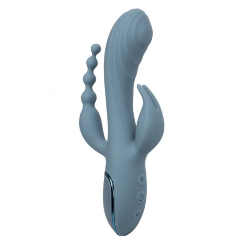 Calexotics Triple Ecstasy Rechargeable Rabbit Vibrator Grey 11.5cm