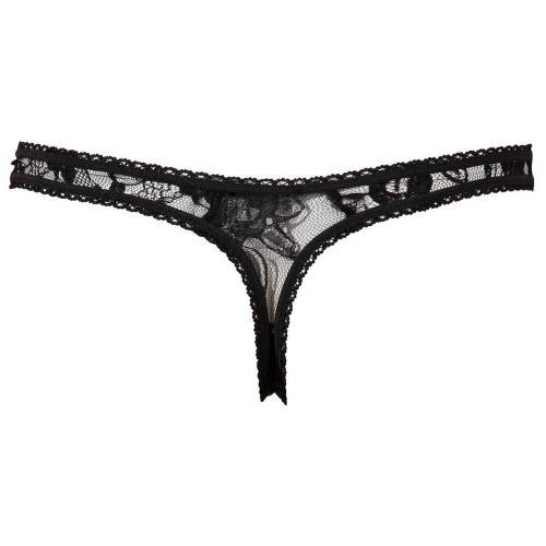 Cottelli Collection Crotchless Lace String Black