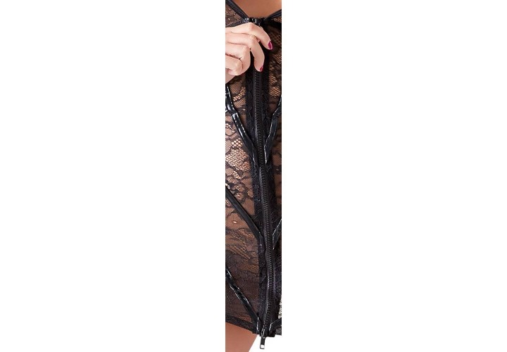 Μαύρο Σέξι Φόρεμα Με Δαντέλα Και Φερμουάρ - Cottelli Collection Lace Dress Black