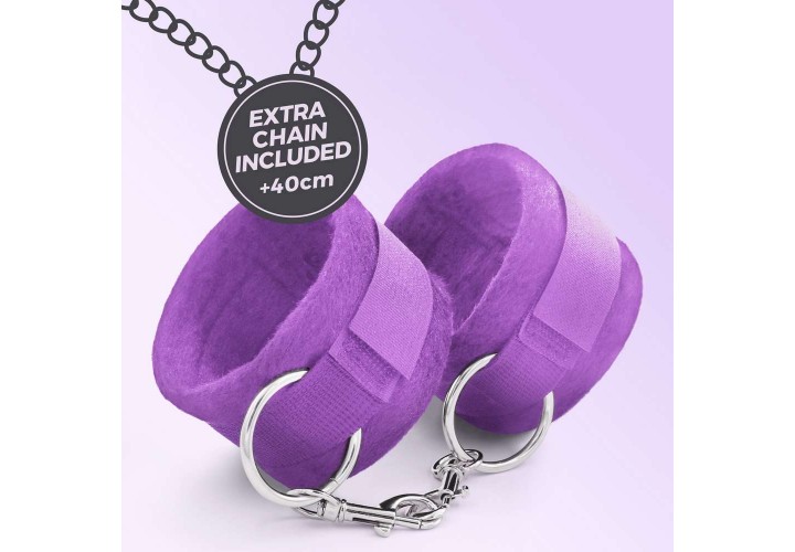 Crushious Tough Love Velcro Handcuffs With Extra 40cm Chain Purple