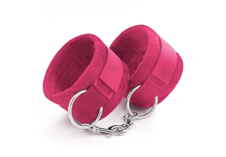 Ροζ Χειροπέδες Με Σκρατς & Μακριά Αλυσίδα - Crushious Tough Love Velcro Handcuffs With Extra 40cm Chain Pink