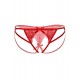 Κόκκινο Γυναικείο Δαντελωτό Ανοιχτό Στρινγκ Με Φιόγκους - Daring Intimates Naomi Strappy Crotchless Tanga Red
