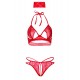 Κόκκινο Γυναικείο Δαντελωτό Σετ Εσωρούχων & Μάσκα - Daring Intimates 3pc Bra Panty & Blindfold Red
