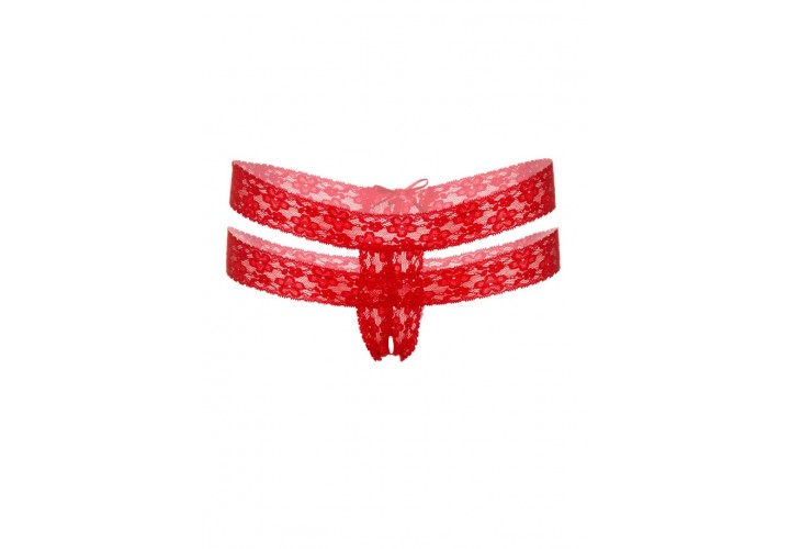 Κόκκινο Γυναικείο Δαντελωτό Στρινγκ Με Άνοιγμα - Daring Intimates Lucy Crotchless Thong Panty Red