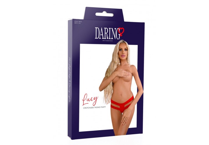Daring Intimates Lucy Crotchless Thong Panty Red
