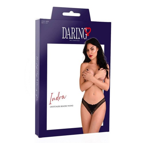 Daring Intimates Indra Crotchless Beaded Thong Black