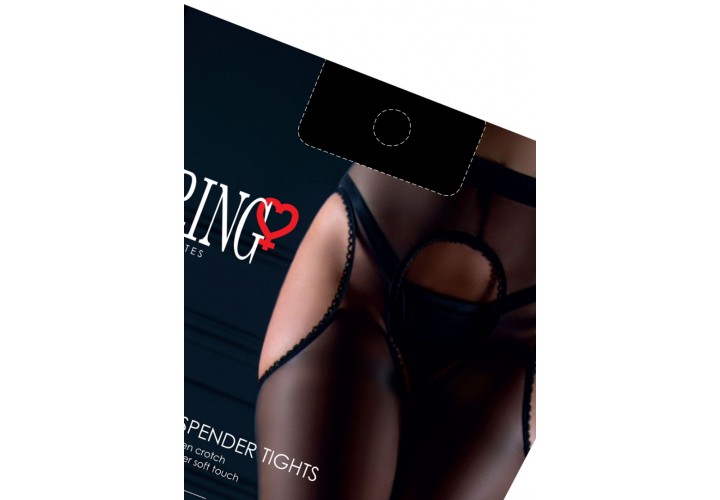 Μαύρο Καλσόν Με Ανοίγματα - Daring Intimates Satin Touch Suspender Tights Black