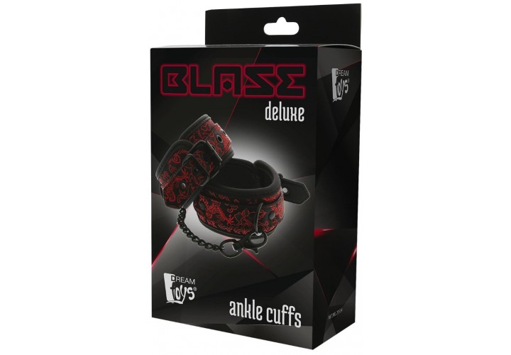 Ρυθμιζόμενες Ποδοπέδες Με Κέντημα - Dream Toys Blaze Deluxe Ankle Cuffs Black/Red