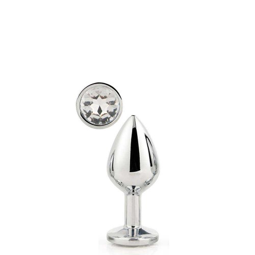 Ασημί Μεταλλική Σφήνα Με Κόσμημα - Dream Toys Gleaming Love Silver Plug Small 7.1cm