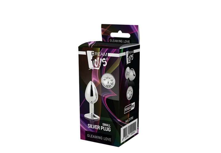 Ασημί Μεταλλική Σφήνα Με Κόσμημα - Dream Toys Gleaming Love Silver Plug Small 7.1cm