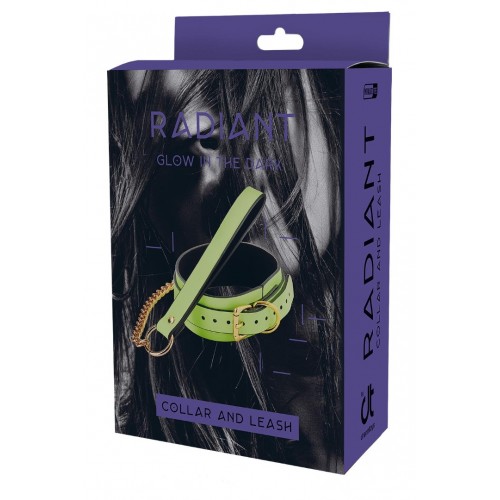 Φωσφοριζέ Φετιχιστικό Κολάρο Με Λουρί - Dream Toys Radiant Glow In The Dark Collar & Leash Green