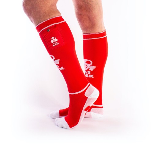 Κόκκινες Κάλτσες Με Τσέπες - Brutus Gas Mask Party Socks With Pockets Red/White