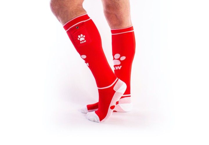 Brutus Puppy Party Socks With Pockets Red/White