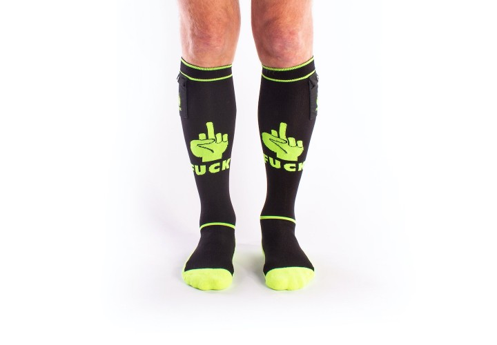 Μαύρες Φωσφοριζέ Κάλτσες Με Τσέπες - Brutus FXXX Party Socks With Pockets Βlack/Neon Yellow
