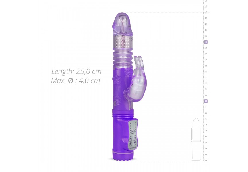 Μωβ Δονητής Rabbit Με Κίνηση Πάνω Κάτω - EasyToys Thrusting Rabbit Vibrator Purple 25cm