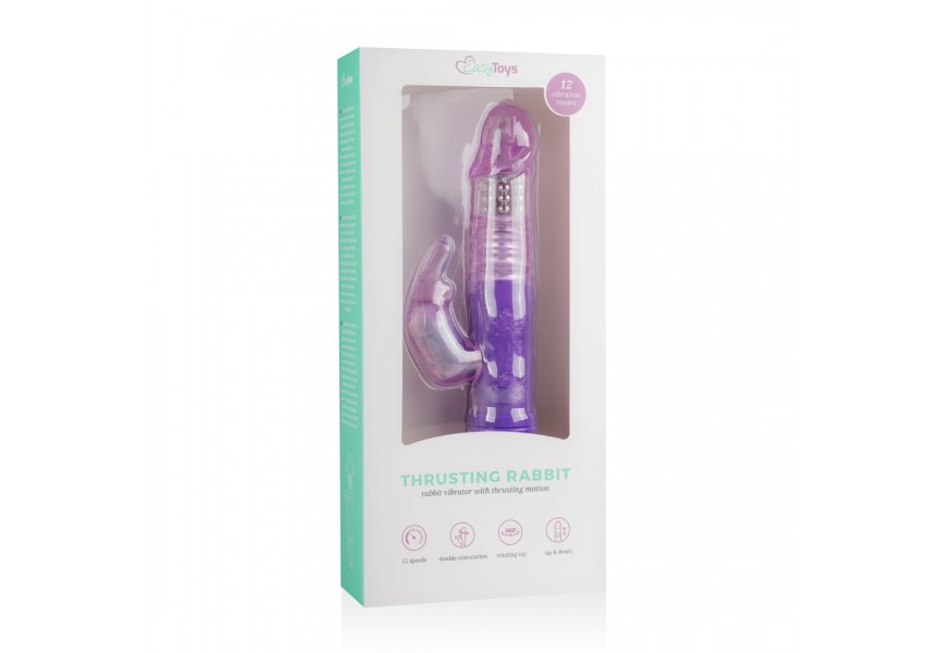 Μωβ Δονητής Rabbit Με Κίνηση Πάνω Κάτω - EasyToys Thrusting Rabbit Vibrator Purple 25cm