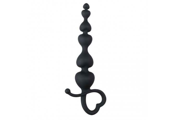 Μαύρες Πρωκτικές Μπίλιες Σιλικόνης - Easytoys Anal Beads Heart Handle Black 18.5cm