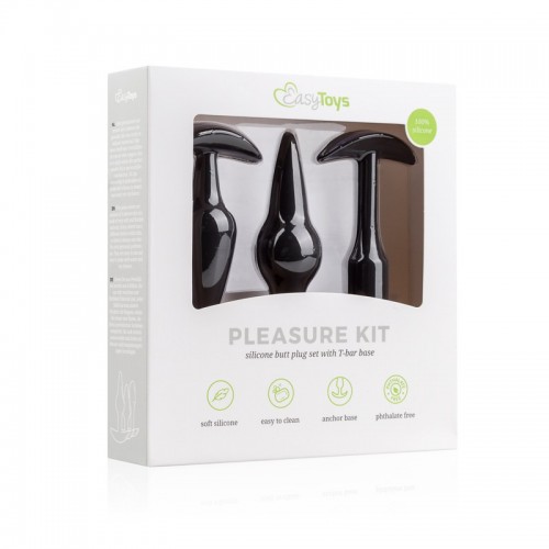 Σετ Μαύρες Πρωκτικές Σφήνες Σιλικόνης - Easytoys Anal Buttplug Pleasure Kit Black