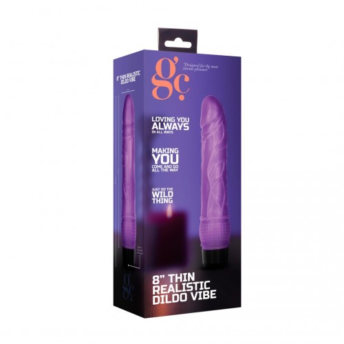 Μωβ Ρεαλιστικός Δονητής - Shots GC Thin Realistic Dildo Vibrator Purple 20.3cm