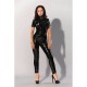 Μαύρη Γυναικεία Latex Ολόσωμη Φόρμα Με Φερμουάρ - GP Datex Catsuit With Zipper On Bust Black