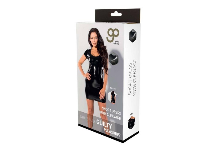 Μαύρο Γυναικείο Λάτεξ Μίνι Φόρεμα Με Ανοιχτό Ντεκολτέ - GP Short Dress With Cleavage Black