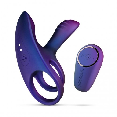 Hueman Infinity Ignite Vibrating Cock & Ball Ring Purple