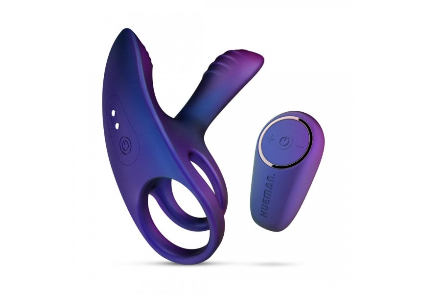 Hueman Infinity Ignite Vibrating Cock & Ball Ring Purple